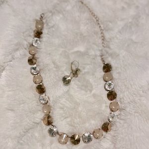 Swarovski crystal necklace and earrings neutral tones